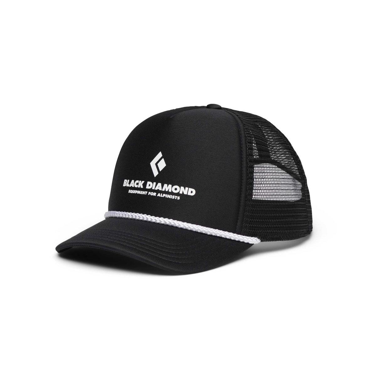 Black Diamond Flat Bill Trucker Hat in Black and Black